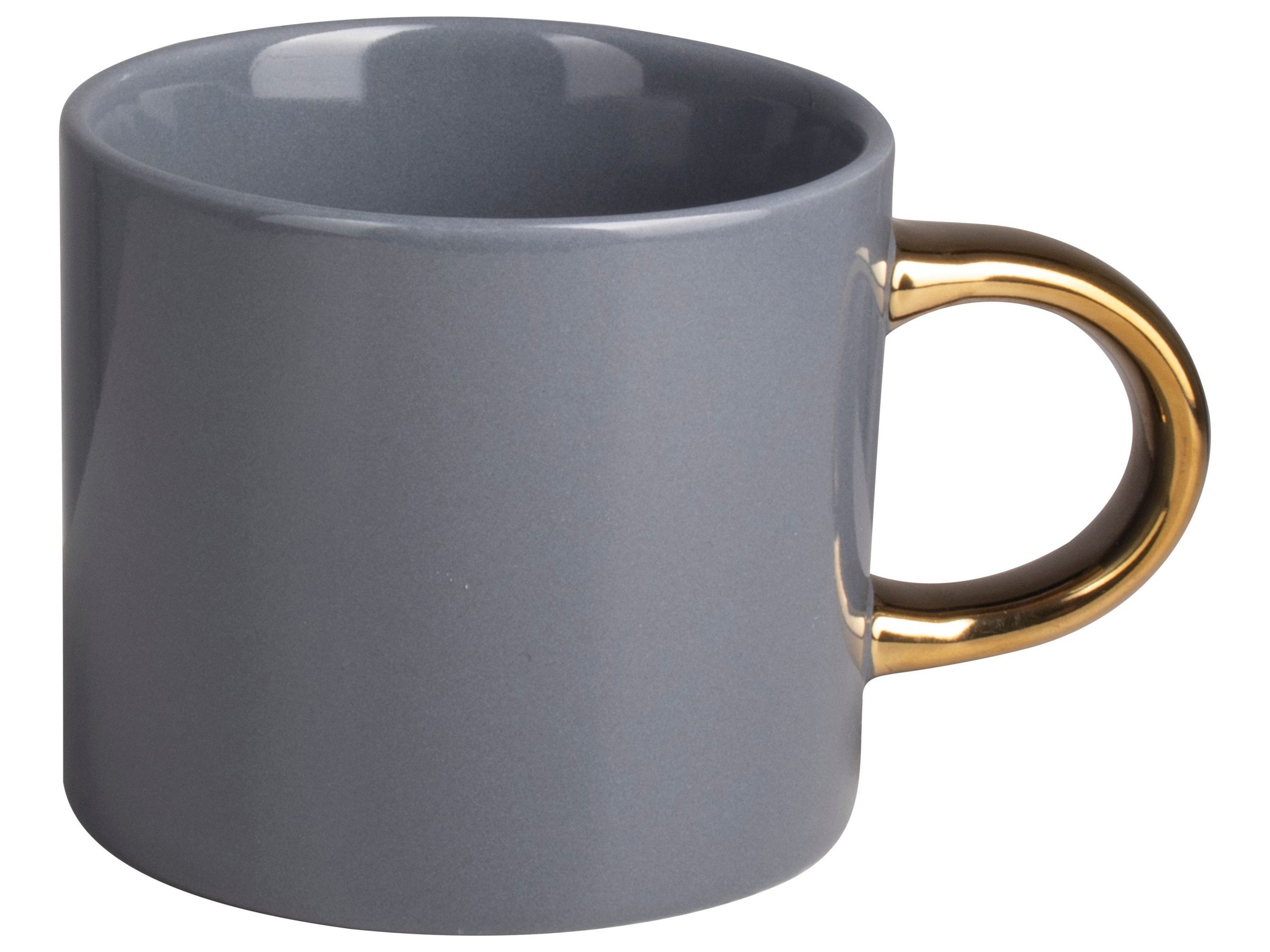 Mok licht blauw met gouden oor, 230ml