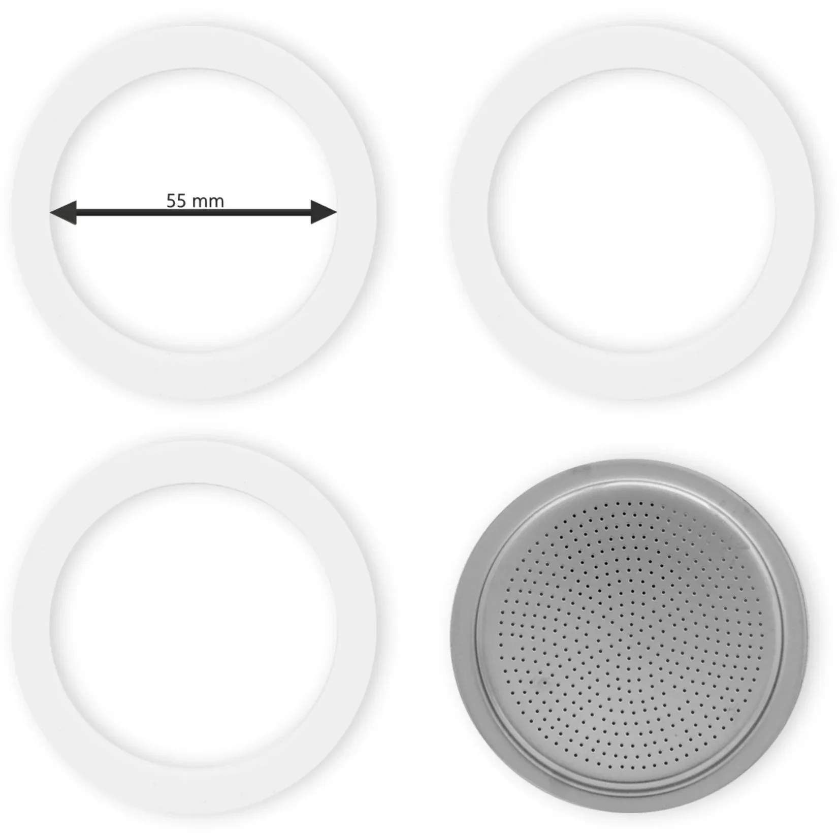 Bialetti - Filterplaatje + 3 Rubberen Ringen, 6/c