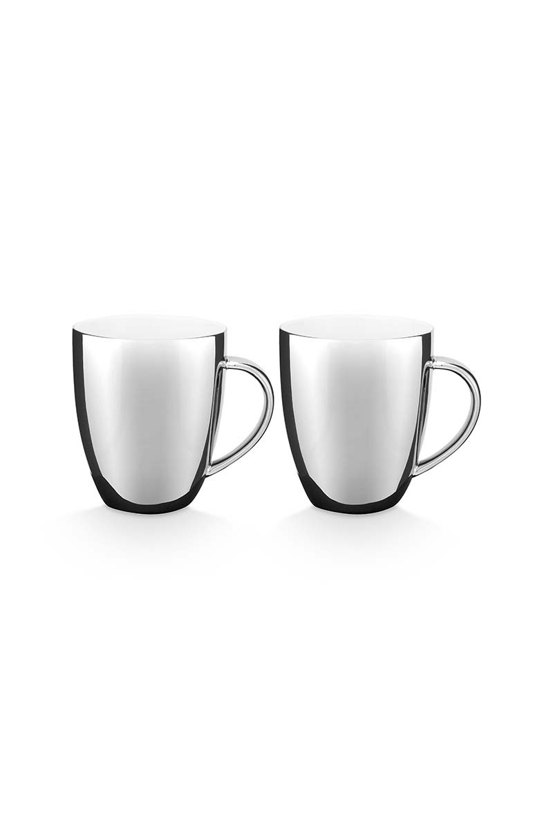 Set van 2 mokken, zilver, 250ml