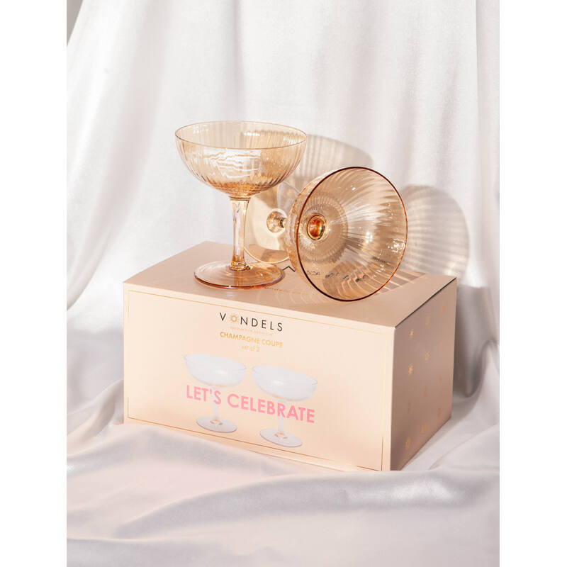 Vondels - Champagne Coupeglazen, Amber, Set van 2