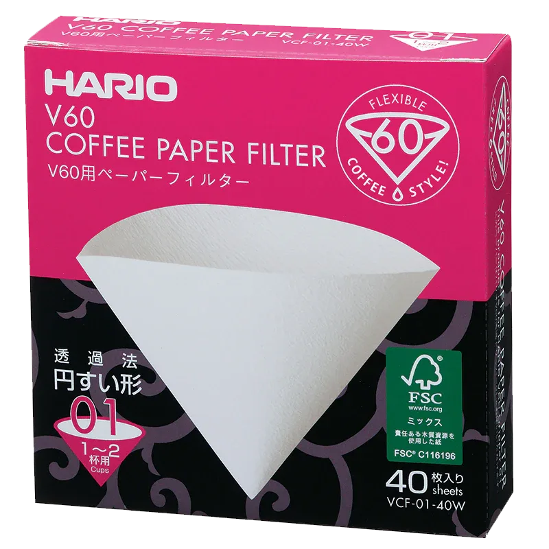 Hario - V60 Filterpapier Wit, 01, 40st.