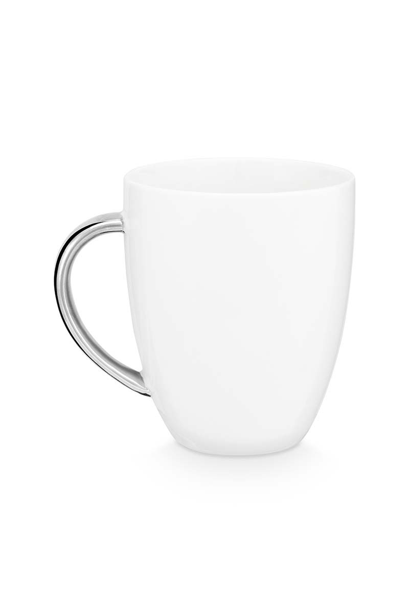 Mok met oor, wit-zilver, 250ml, vtwonen servies
