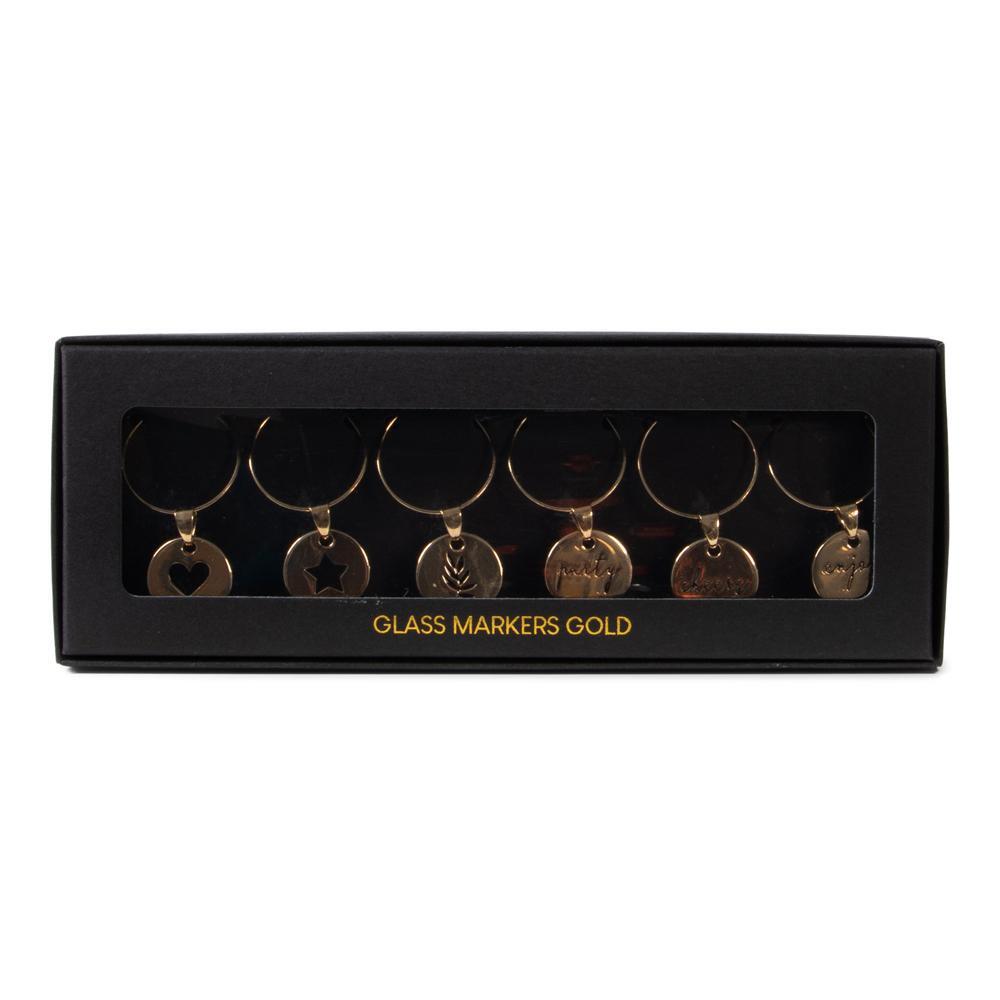 Senza Glasmarkers, goud, 6 stuks