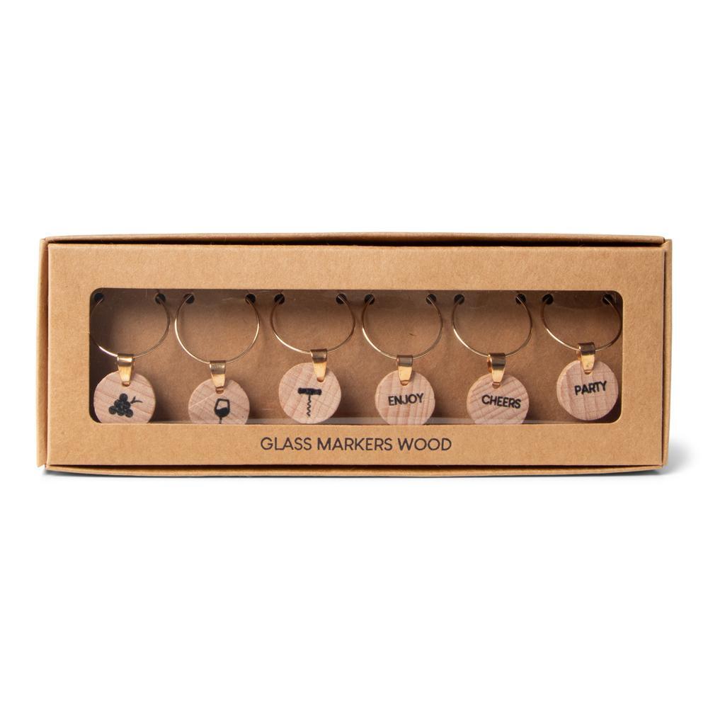 Senza Glasmarkers, hout, 6 stuks