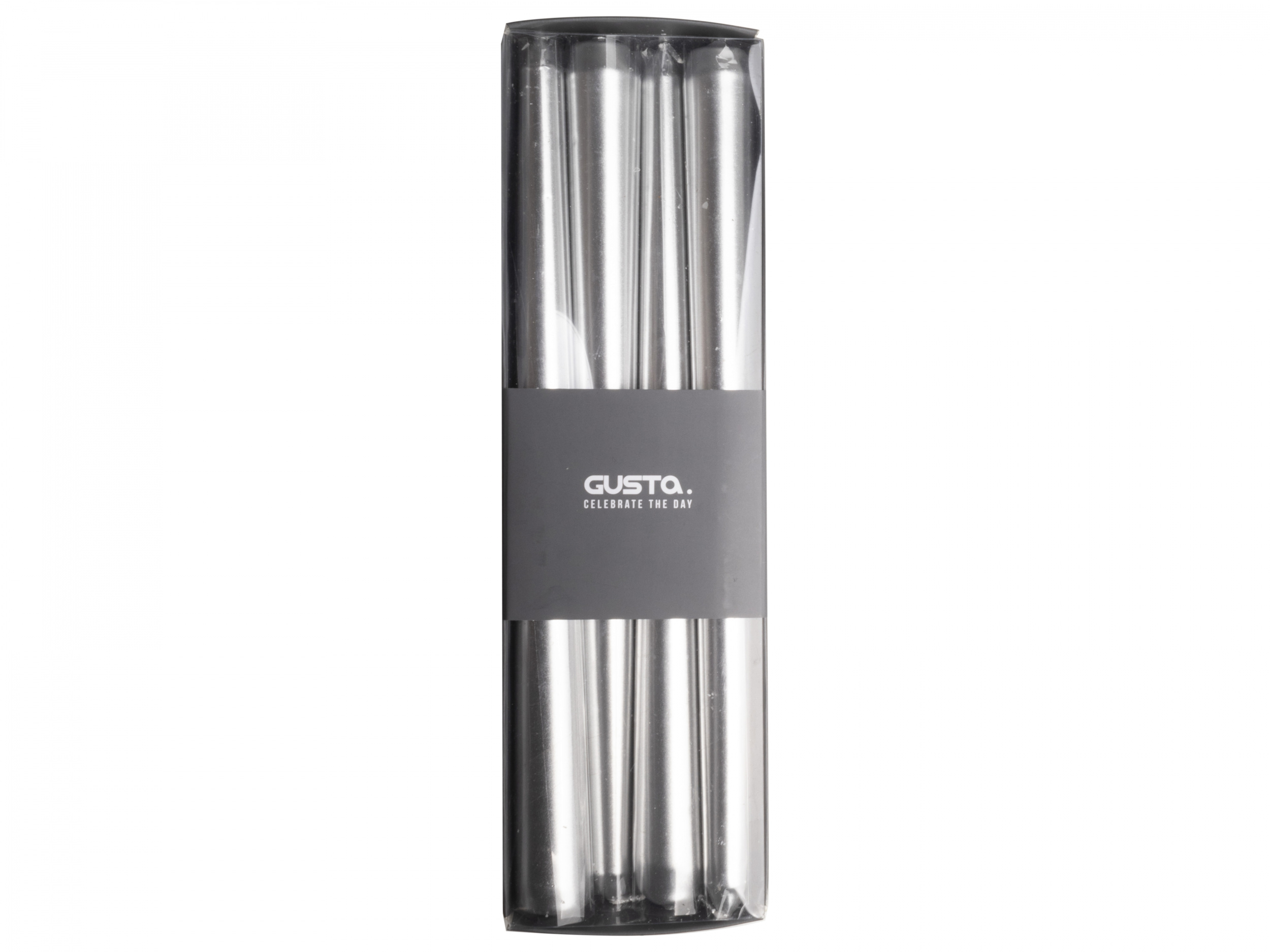 Dinerkaarsen Zilver, 4 stuks- Gusta