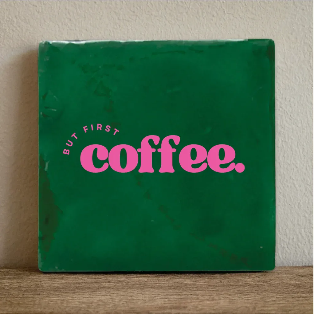 Label2x - Tegeltje 'But first coffee'
