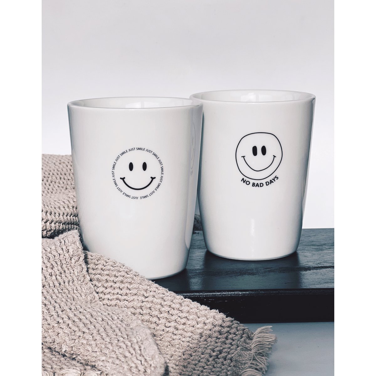 Mok 'Just Smile', 280ml - Goldscherben