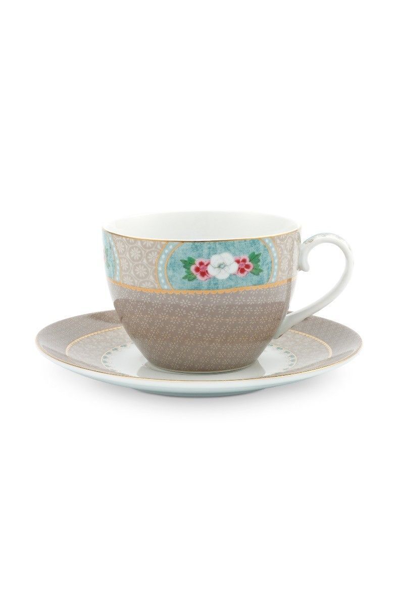 Pip Studio - Blushing Birds Khaki, Cappuccino Kop & Schotel, 280ml