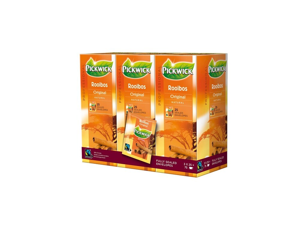 Pickwick Rooibos Fairtrade, 75x1,5g met envelop