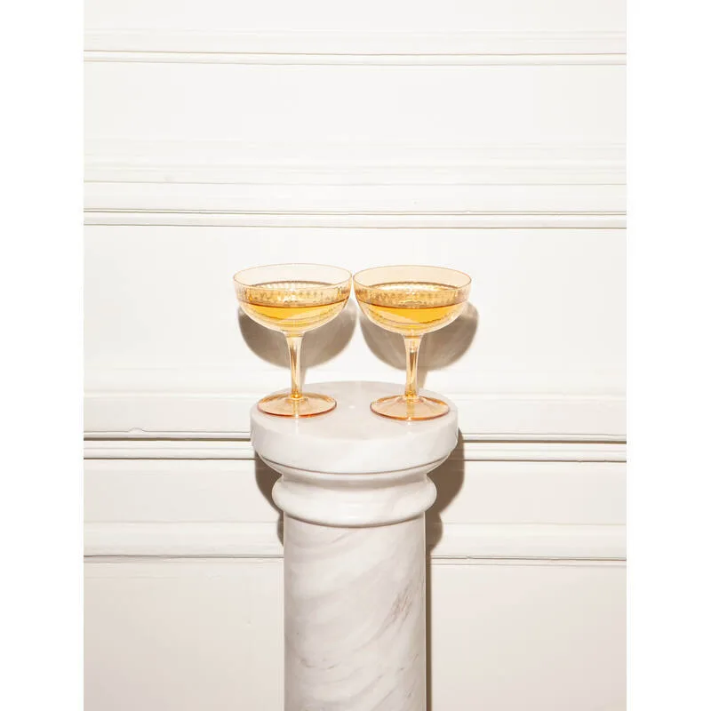 Vondels - Champagne Coupeglazen, Amber, Set van 2