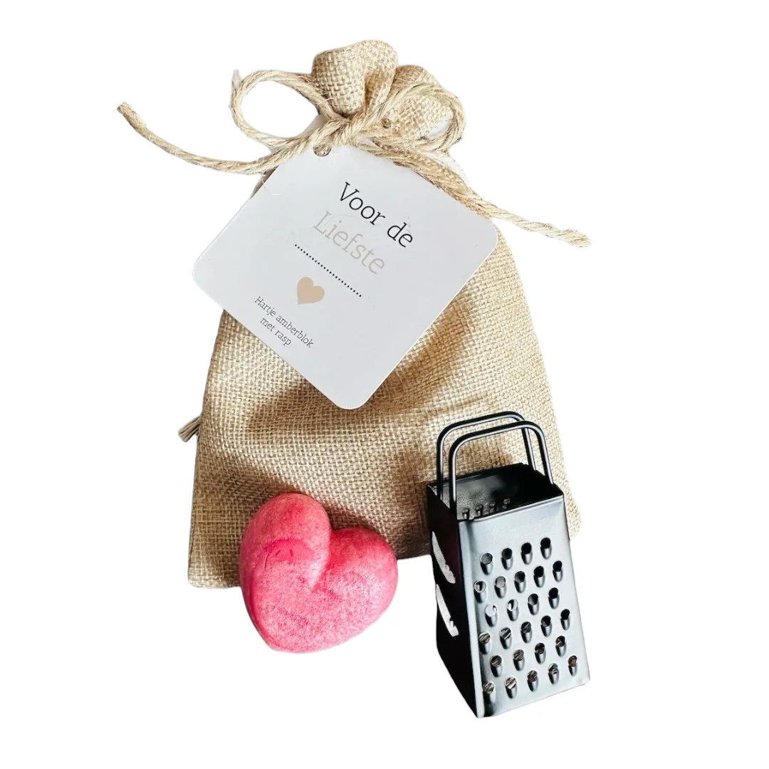 Love by Anne - Amberblok met rasp 'Voor de liefste...'