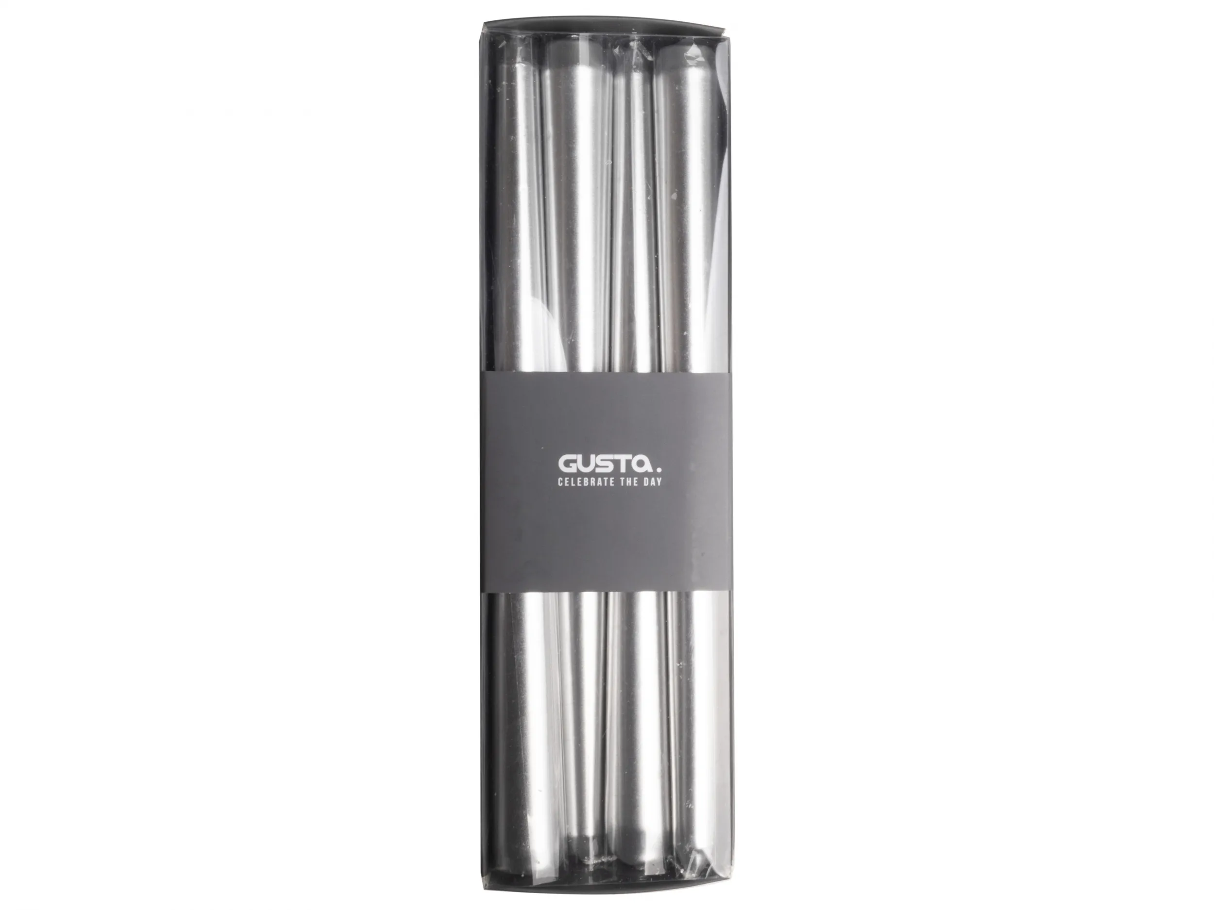 Dinerkaarsen Zilver, 4 stuks- Gusta