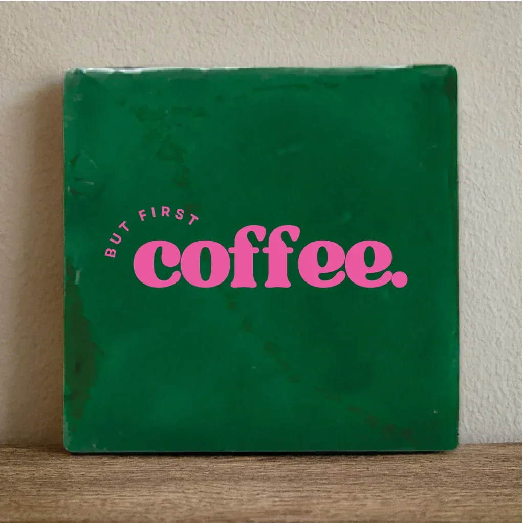 Label2x - Tegeltje 'But first coffee'