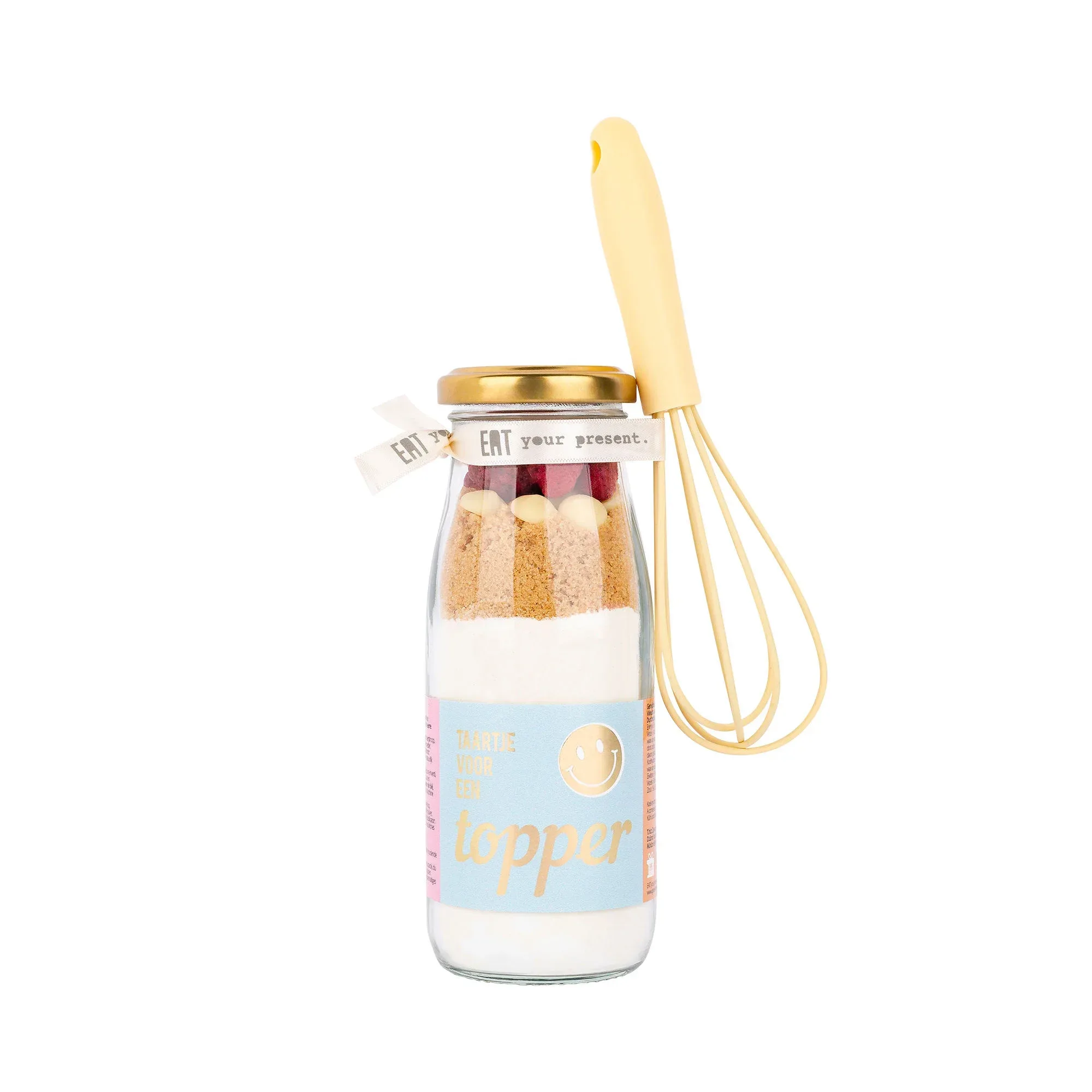 Taartje voor een topper! Bakflesje met garde, Eat your present